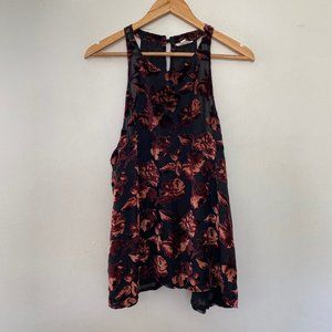 Adiva XL Floral Velvet Sleeveless Tunic Dress